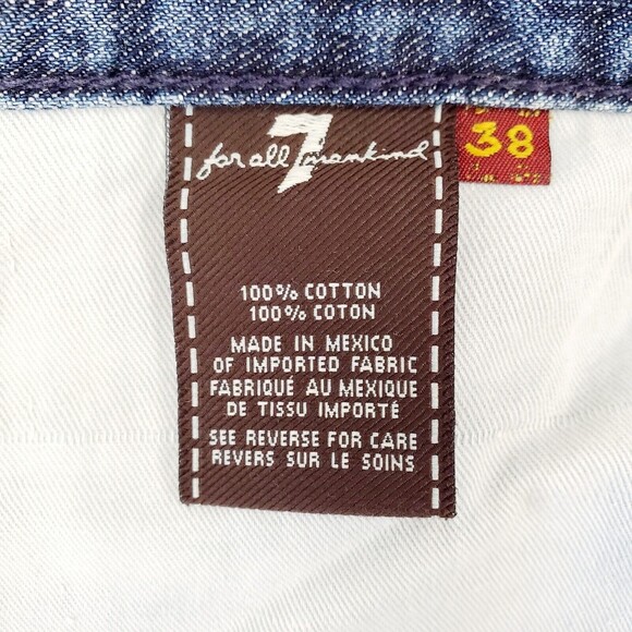 7 For All Mankind Standard Mens 38 Jeans ButtonFly Blue Wash Distressed Denim - Picture 7 of 11